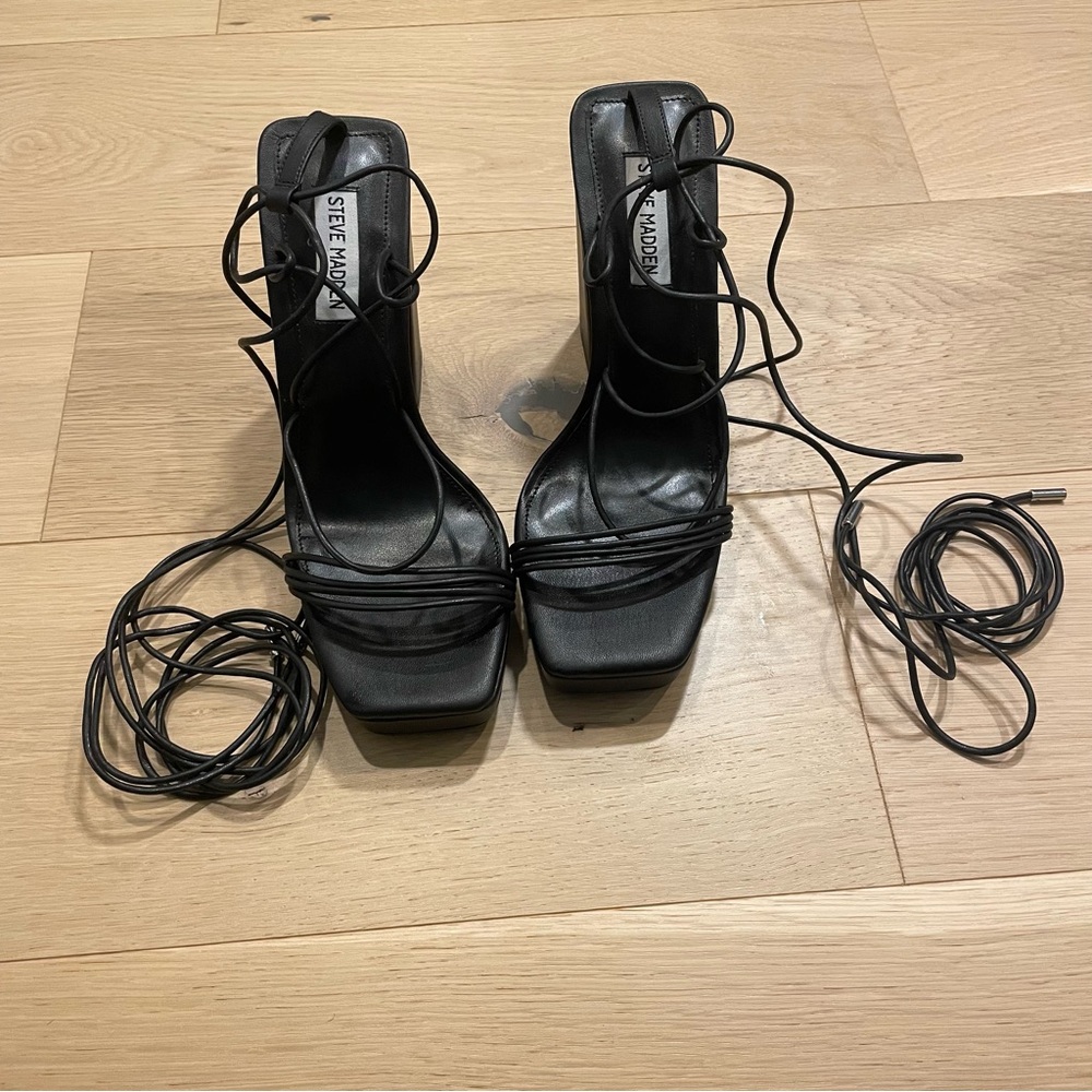 Steve Madden Black Lace-Up Heels
